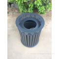 Top open powder coated metal garbage bin/iron garbage bin with floral casting decorated